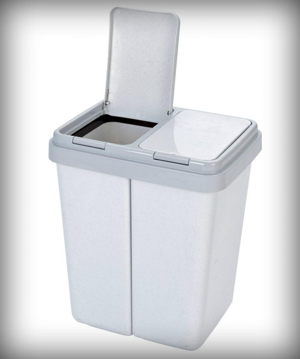 Recycling Dual Compartment Waste Bin Separating Rubbish Double Kitchen